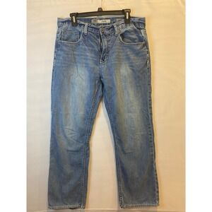 BKE Jake Mens Straight Leg Jeans 34S Medium Wash Distressed Denim Cotton